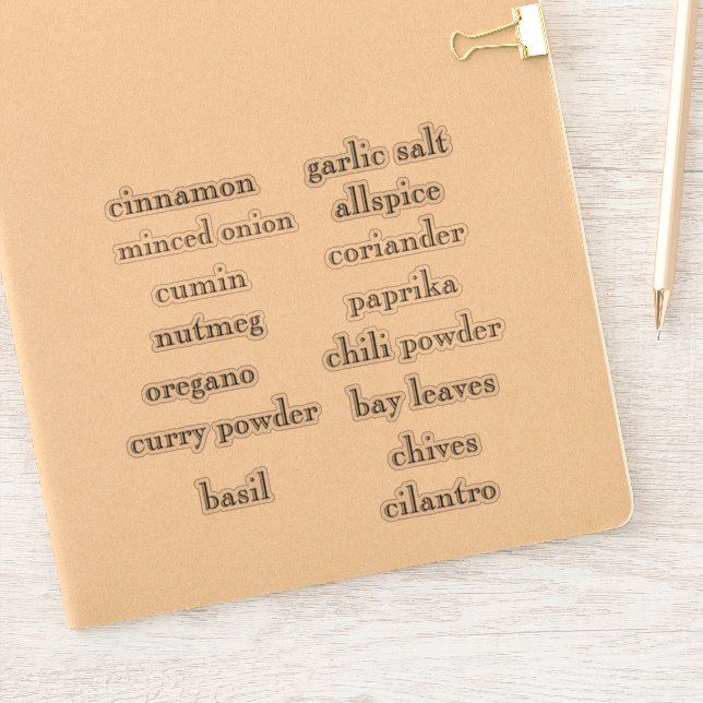 Pegatinas del juego de especias de pantry (Cuaderno)