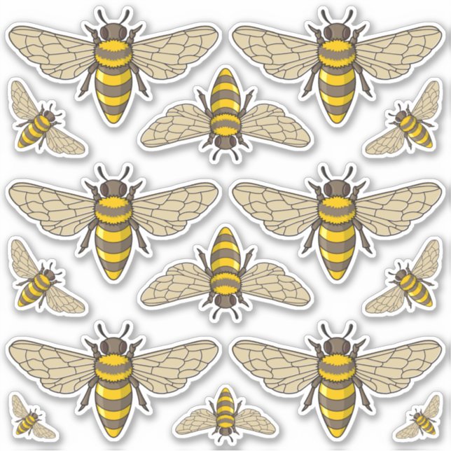 Pegatinas del juego de iconos de abejas (Anverso)