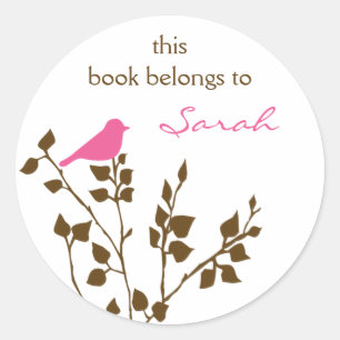 Pegatinas del libro de pájaros rosados pardos