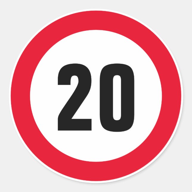 pegatinas del límite máximo de velocidad de 20 mph (Anverso)