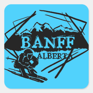 Pegatinas del logo de Banff Alberta Canada blue sk