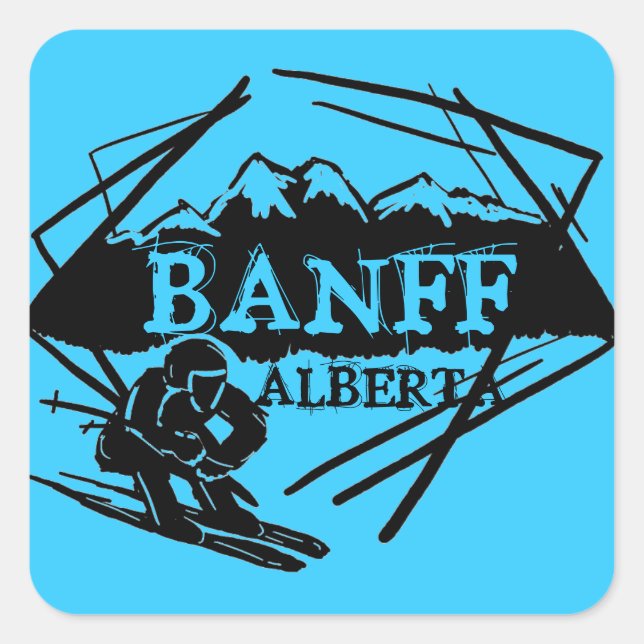 Pegatinas del logo de Banff Alberta Canada blue sk (Anverso)