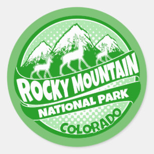 Pegatinas del logo de Rocky Mountain Park Colorado