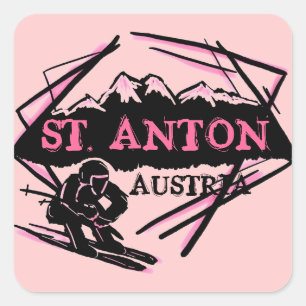 Pegatinas del logo del esquí rosa de St. Anton Aus