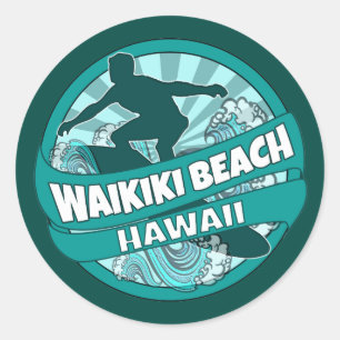 Pegatinas del logo del surfista verde azulado Waik