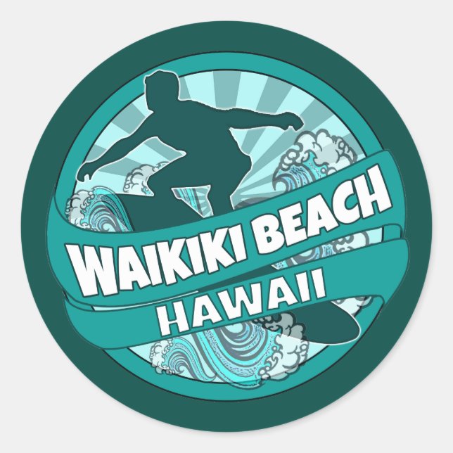 Pegatinas del logo del surfista verde azulado Waik (Anverso)