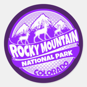 Pegatinas del logo púrpura de Rocky Mountain Park