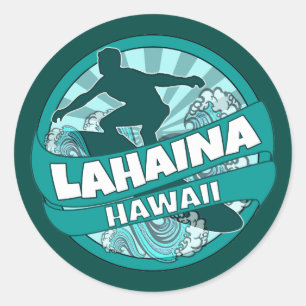 Pegatinas del logo verde azulado surfista de Lahai