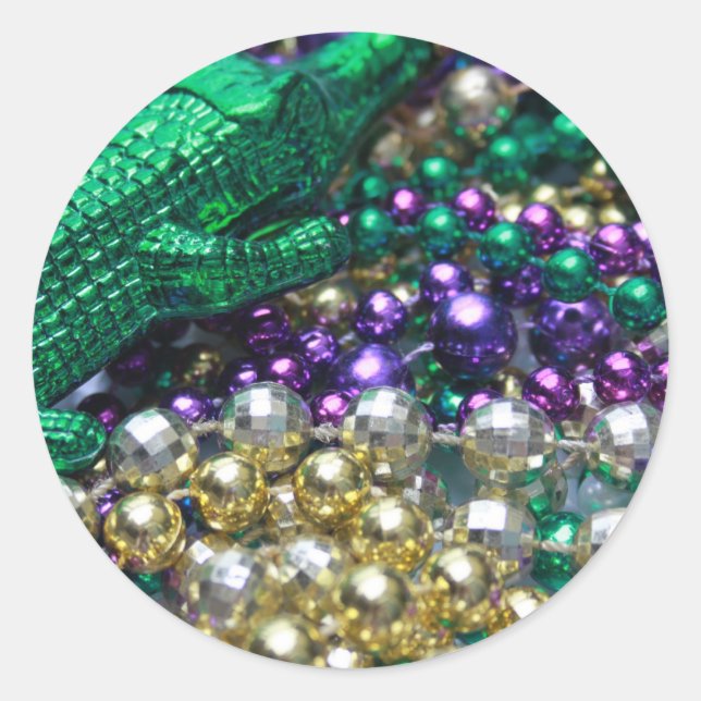 Pegatinas del Mardi Gras Gator Beads (Anverso)
