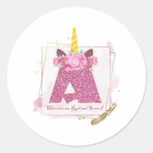 Pegatinas del Monograma A Personalizado de Unicorn