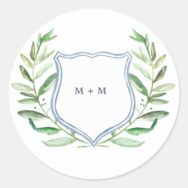 Pegatinas del Monograma de Olive Branch Boho Garde (Anverso)