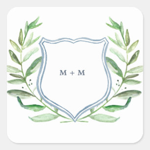 Pegatinas del Monograma de Olive Branch Boho Garde