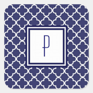 Pegatinas del monograma de Quatrefoil de los
