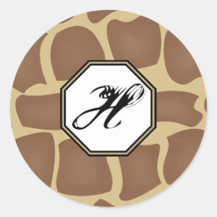 Pegatinas del monograma del estampado de girafa