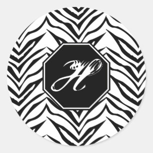 Pegatinas del monograma del estampado de zebra