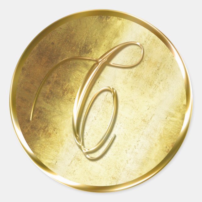 Pegatinas del Monograma Faux Gold Sello para sobre (Anverso)