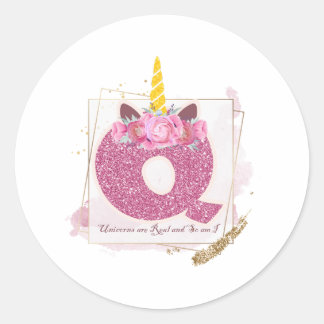 Pegatinas del Monograma Q de Unicorn Personalizado