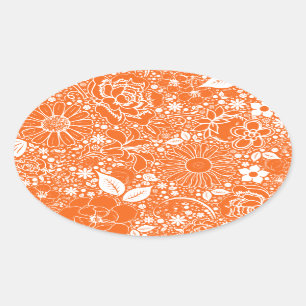 Pegatinas del Naranja de Bellas Botánicas OVAL