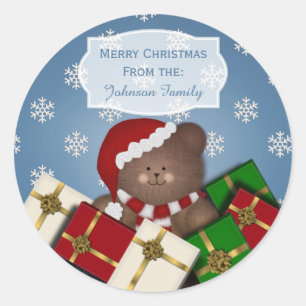 Pegatinas del navidad del oso y de la nieve del