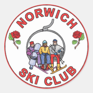 pegatinas del Norwich Ski Club (juego de 3"x3" de 