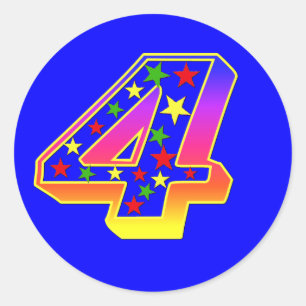 Pegatinas del número 4 de las estrellas