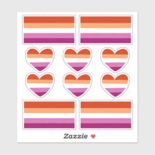 Pegatinas del Orgullo Lesbiano: Corazón y Bandera