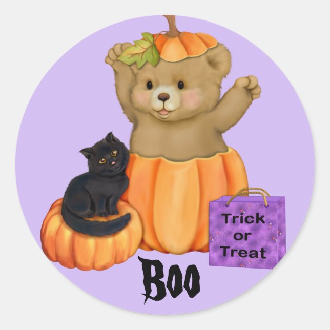 Pegatinas del oso boo de Halloween (Anverso)