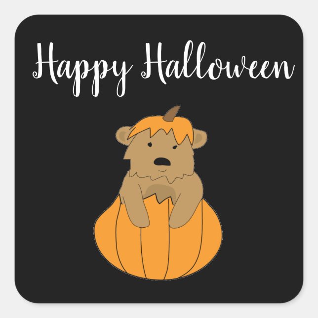 Pegatinas del oso de calabaza de Halloween (Anverso)