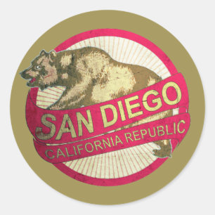 Pegatinas del oso del vintage de San Diego