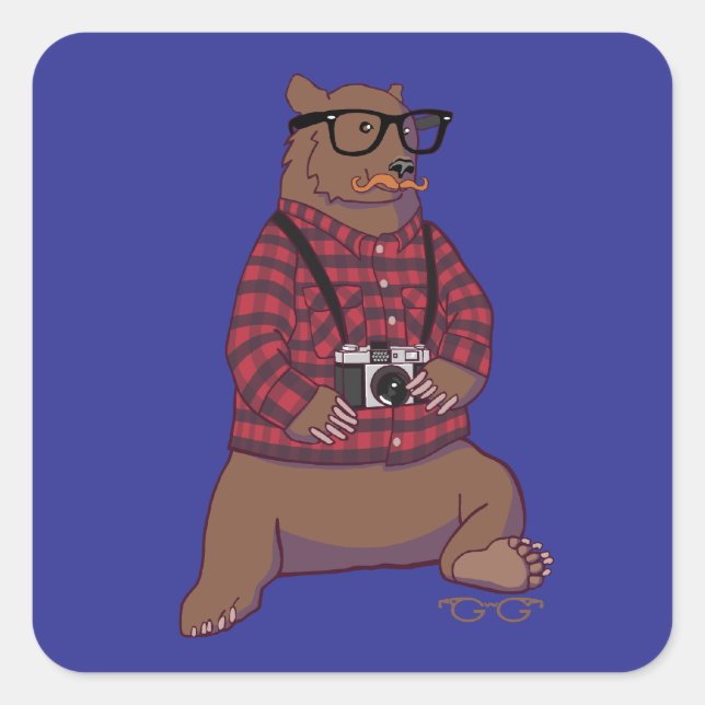 Pegatinas del oso hipster (sin texto) (Anverso)