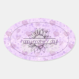 Pegatinas del Oval del Día de la Madre del Sunflow