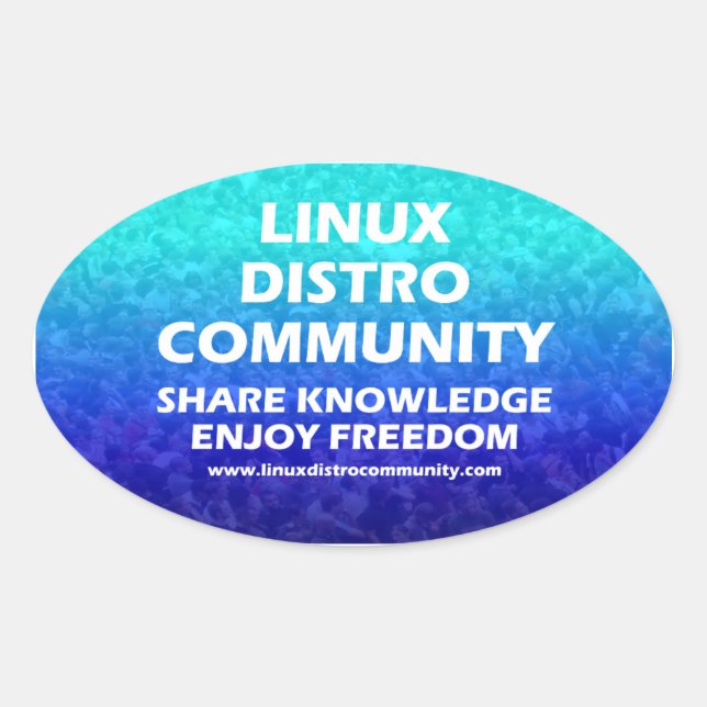 Pegatinas del óvalo de la comunidad de Linux Distr (Anverso)