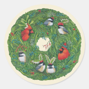 pegatinas del pájaro cantor de los navidades wreat