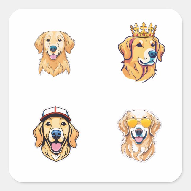 Pegatinas del paquete Golden Retriever Head 4 (Anverso)