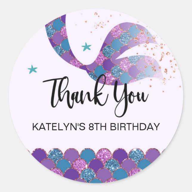 Pegatinas del Partido Cumpleaños de la Sirena mora (Anverso)