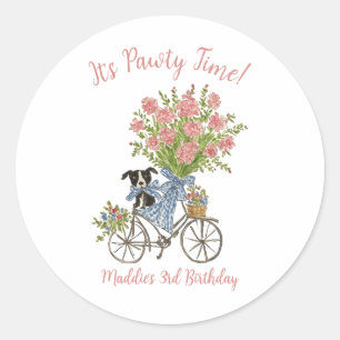 Pegatinas del partido de cumpleaños Coquette Puppy