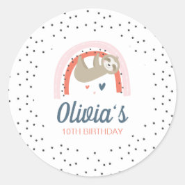 Pegatinas del partido de cumpleaños Rainbow Sloth