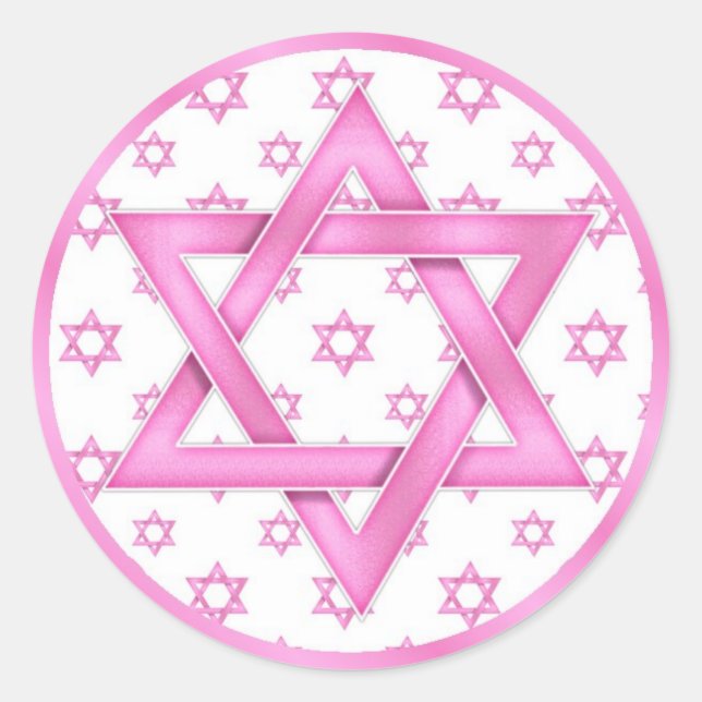 Pegatinas del pastel de bizcocho rosa Mitzvah Topp (Anverso)