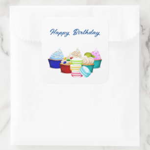 Pegatinas del pastel de cumpleaños