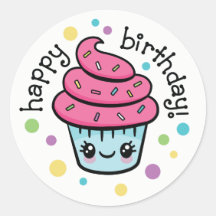 Pegatinas del pastel de cumpleaños feliz