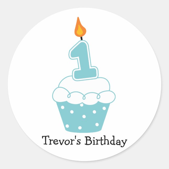 Pegatinas del pastel de cumpleaños personalizado (Anverso)