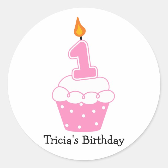 Pegatinas del pastel de cumpleaños personalizado (Anverso)