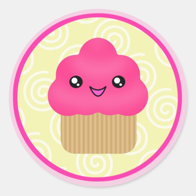 Pegatinas del pastel de Kawaii Rosado (Anverso)