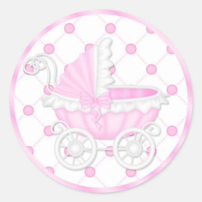 Pegatinas del pastel de pastel de Baby Shower rosa (Anverso)