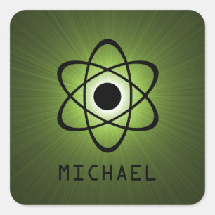 Pegatinas del Personalizable atómico Nerdy, Verde