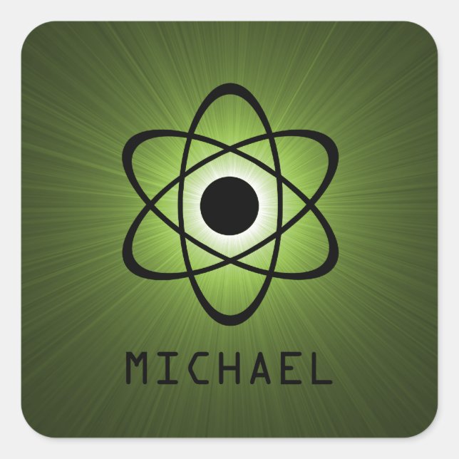 Pegatinas del Personalizable atómico Nerdy, Verde (Anverso)