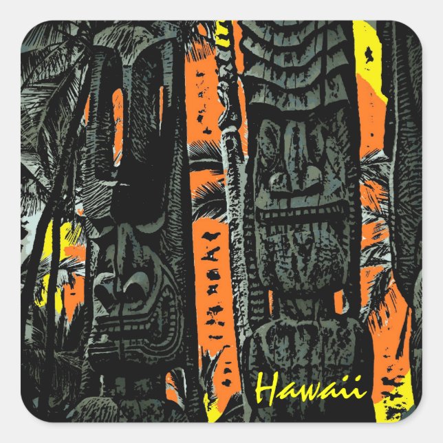 Pegatinas del personalizable de estatuas de tiki d (Anverso)