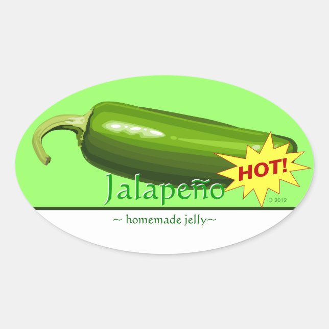 Pegatinas del personalizable Jalapeno Pepper Oval (Anverso)