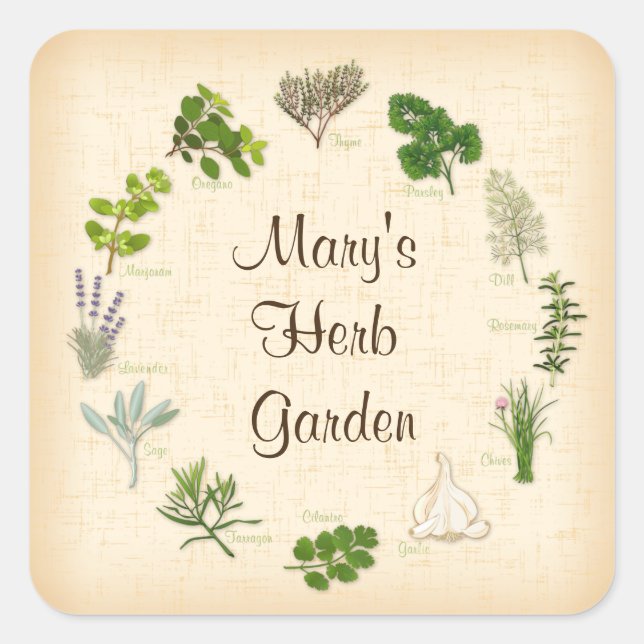 Pegatinas del personalizado Herb Garden (Anverso)