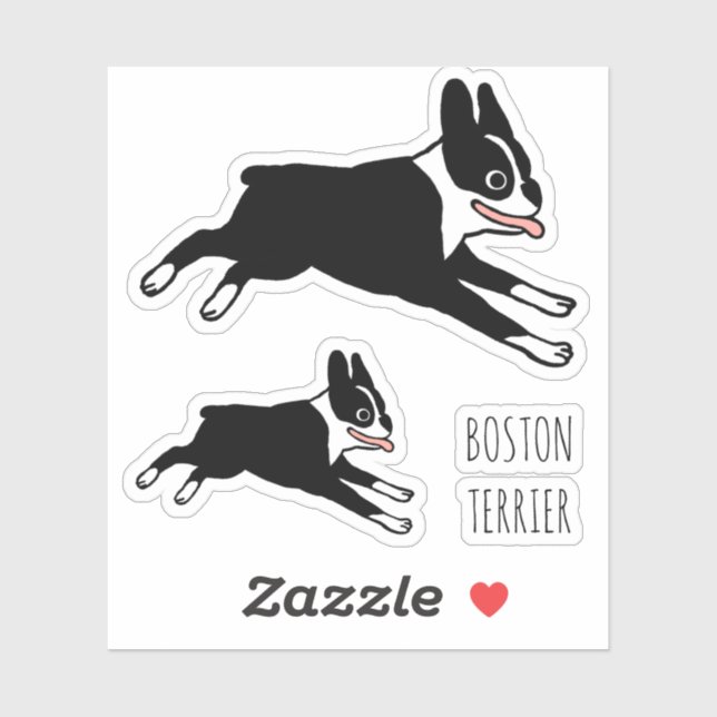 Pegatinas del Personalizado Perro Feliz de Boston  (Hoja)